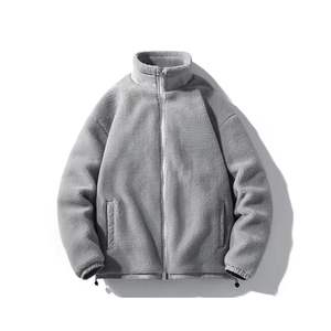 Veste polaire d'hiver unisexe avec un design unique Vêtements d'extérieur Sherpa chauds à manches longues et col montant pour hommes, teints en couleur unie - Product Image 6