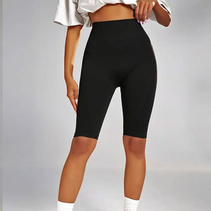 Women's Yoga Shorts Custom Color Spandex/Nylon High Waist Quick Dry Breathable <b>Drawstring</b> Closure Made in Pakistan OEM Services - Product Image 5