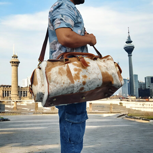 Bolso de lona/Fin de Semana de cuero genuino hecho de cuero seco de tambor de pelo de alta calidad uso para viajes y bolsa de gimnasio - Product Image 4