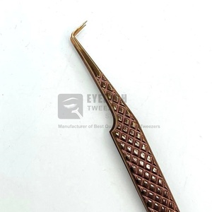 Pinzas japonesas sostenibles de acero con agarre de diamante, volumen clásico, extensión de pestañas, punta de plasma de oro rosa, personalizable, privado - Product Image 6