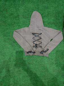 Sweat à capuche court à manches longues pour femme personnalisé - Lavage à l'acide 100% coton Streetwear d'hiver - Product Image 5