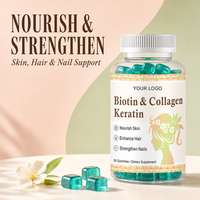 Gummies personnalisées à la biotine, au collagène et à la kératine, formule ODM pour les ongles et les cheveux, 60 unités