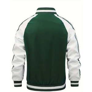 Chaqueta deportiva con gráfico de bloque de color para hombre, chaqueta universitaria informal con cremallera a rayas para exteriores Otoño Invierno - Product Image 2