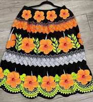 Vente chaude Femme Pohnpei Jupe Motif Floral Brodé Midi Taille Élastique Jupes Île Micronésienne Jupes Décontractées pour les Femmes