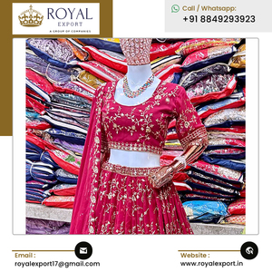 Ropa Étnica, Nueva Colección Exclusiva de Lehenga Choli Indio con Lentejuelas y Bordados, Diseño de Seda Sintética Georgette - Product Image 4