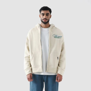 <b>Men's</b> Heavyweight Oversized Cotton Zip-up Street Style <b>Hoodies</b> Custom Drop Shoulder Embroidered Design for Winter - Product Image 1