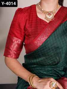 Dernier mariage indien et festival fonction porter Tussar Chex Saree avec tissage travail bordure chemisier pièces pour femmes porter Saree - Product Image 4