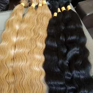 Extensiones de cabello humano crudo de cutícula completa de donante joven 1kg Paquetes de cabello de templo indio sin procesar Remy de buena reputación a granel Natural - Product Image 1