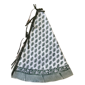 Falda de árbol de Navidad con estampado de hojas de bloque de mano indio, borde decorativo de Hotel para el hogar festivo, decoraciones elegantes para árboles de Navidad - Product Image 5