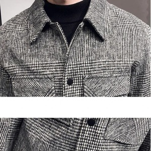 À la mode automne et hiver nouvelle veste pour hommes à la mode Jacquard Tweed Style décontracté revers plus proche pour les loisirs décontracté - Product Image 4