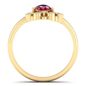 Anillo de Oro Amarillo de 14K con Moissanita de Lujo REYES, Recién Llegado, Corte Pera, Gema de Rubí de 0.75 Quilates, Joyería de Regalo de Boda para Mujer - Product Image 4