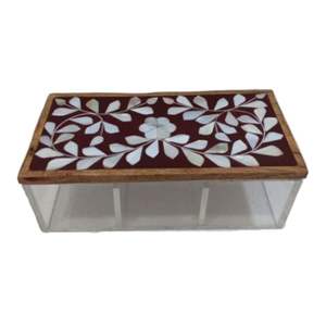 Caja de chocolate acrílica de diseño Flexible de alta calidad, tapa de madera con incrustaciones de fregona, 3 compartimentos, Vietnam hecho a mano para regalo de Ramadán Eid - Product Image 2