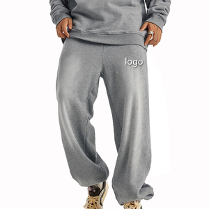 Custom Logo Washed French Terry Men Sweat Pants Casual Vintage Jogger Cotton Acid Wash Men's <b>Trousers</b> - Product Image 3