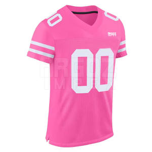 เสื้อฟุตบอลอเมริกันพิมพ์โลโก้ตามสั่ง ผ้าโพลีเอสเตอร์ 100% ระบายอากาศ แห้งเร็ว แขนสั้น ไซส์ใหญ่ เสื้อฝึกซ้อมแบบกำหนดเอง - Product Image 3