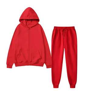 Conjunto de chándal de 2 piezas para hombre, conjunto informal de chándal para correr, cárdigan con cremallera de lana de Color sólido, pantalones con capucha, chándal para hombre - Product Image 3