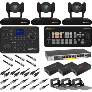 ชุดอุปกรณ์ถ่ายทอดสด BZBGEAR สำหรับสถานที่ประกอบพิธีกรรม สีดำ พร้อมกล้อง PTZ สามตัว คอนโทรลเลอร์ มิกเซอร์ และอุปกรณ์ติดผนัง - Product Image 3