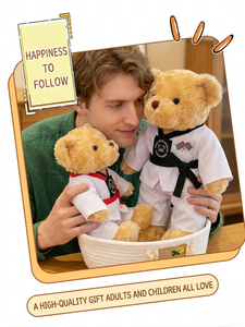 Mascotte de <span class=keywords><strong>dojo</strong></span> de karaté en peluche personnalisée avec ceinture rouge, pendentif de sac, vente en gros promotionnelle - Product Image 3