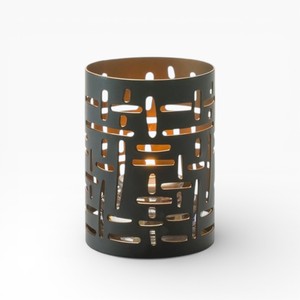 Dark Bronze Metal Votives <b>Candle</b> Holder With Vertical Abstract Cut Pattern For Ambient <b>Lighting</b> - Product Image 4