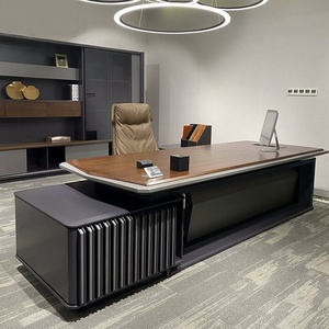Bureau de direction moderne de luxe en forme de L, table de bureau en bois écologique, bureau de patron extensible sur mesure, assemblage facile - Product Image 4