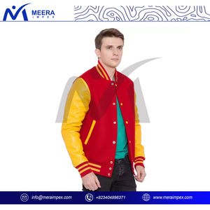 แจ็กเก็ตทีมกีฬาผู้ชายปรับแต่งได้พร้อมโลโก้ทีมผ้าขนสัตว์ผสมร่างกายและแขนเสื้อหนังสวมใส่สบายสไตล์สตรีทสำหรับฤดูหนาว - Product Image 3