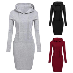 Robe à capuche ample pour femmes grande taille 2025, manches longues, épaisse, décontractée, automne-hiver, robe à capuche douce, 100% coton, service OEM - Product Image 5