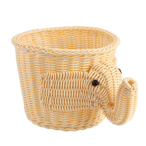 Christmas Gifts for Kids; Woven Rattan Elephant <b>Toy</b> Storage <b>Basket</b>/ Natural Animal Laundry <b>Basket</b> for Kids' Furniture - Product Image 1