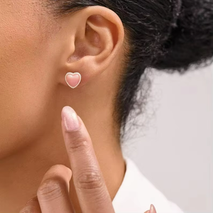 Boucles d'oreilles en forme de cœur en coquille de conque rose naturelle, coquille de conque rose en forme de cœur, pierres précieuses opales roses pour la fabrication de bijoux - Product Image 6