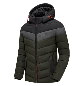 Veste matelassée d'extérieur d'hiver 2025 pour hommes 100% polyester imperméable bicolore à capuche avec col montant dernière conception - Product Image 5