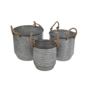 ชุดภาชนะเก็บอาหารชุบสังกะสี3ชิ้นเป็นโลหะที่มีสไตล์เหมาะอย่างยิ่งสำหรับโถเก็บของในห้องครัวและร้านอาหาร - Product Image 1