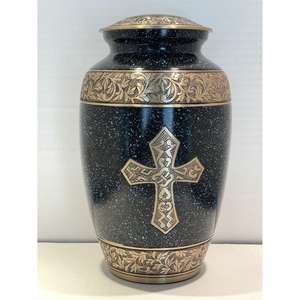 Urna de cremación azul grande turquesa hecha a mano de latón macizo, urnas conmemorativas para cenizas, urnas de cremación funeraria de gran tamaño, regalos funerarios - Product Image 4