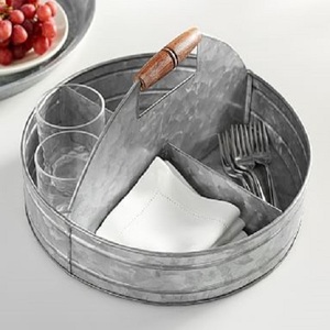 Modern Style Utensil <b>Holder</b> For Kitchen Tool Caddy Round Shape With 4 Compartment Silver Coated For Hotel Tool High Quality <b>Pots</b> - Product Image 4