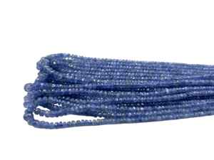 Cuentas Rondelle facetadas de zafiro azul de 2mm, 3mm, 4mm, hebra de piedras preciosas azules profundas naturales para collar, pulsera, fabricación de joyas - Product Image 2