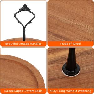 Nouvelle décoration en bois rond gâteau Stands support de gâteau de mariage pour fête présentoir de gâteau de table avec poignée en métal - Product Image 3