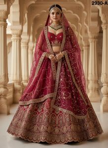 Lehenga choli ชุดเจ้าสาวอย่างเป็นทางการพร้อมผ้ากำมะหยี่ทรงหลวมและ dupatta คู่ - Product Image 2
