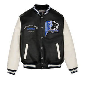 Chaquetas Avirex para hombre de piel de vaca 100% hechas a medida para invierno, fabricante OEM, ropa de calle bordada, chaqueta Averix - Product Image 1