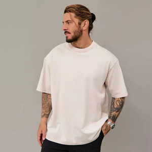 เสื้อออกกำลังกายทรงหลวมสีทึบสำหรับผู้ชายเสื้อยืดออกกำลังกายฟิตเนสแบบลำลอง - Product Image 5