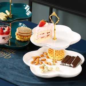 Support à gâteau en fer métallique à 2 niveaux de qualité exclusive, lot de 2 supports à dessert pour ustensiles de cuisine de forme personnalisée d'Inde - Product Image 2