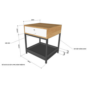 Minimalist Rubberwood <b>Bedside</b> <b>Table</b> Iron Frame 50x45x57cm Modern TDG68034 Bedroom Furniture Storage Assembled Nightstands - Product Image 6
