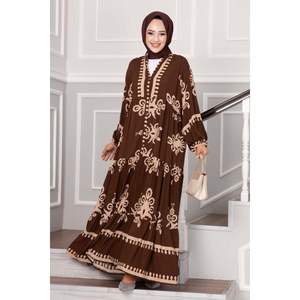 Vestido Hijab Viscosa Estampado Río Marrón - Product Image 3