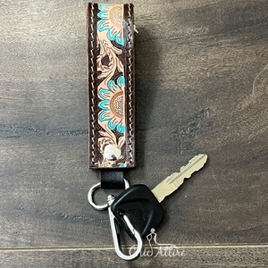 Llavero de Cuero Repujado Artesanal, Colgante Personalizado para Bolso de Muñeca, Unisex, de Cuero Vacuno, Recuerdo, Regalo, Moderno, Decorativo, Lindo - Product Image 1