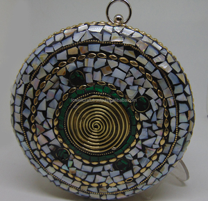 indian bag Mosaic Cosmetic e Holder <b>Wedding</b> Bag Party Handbag Stylish Ladies Box <b>clutch</b> Round Mosaic Metal Bridal <b>Clutch</b> - Product Image 4