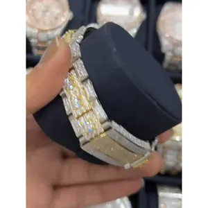 Montre automatique mécanique de luxe pour homme SHREYA DIAM en acier inoxydable avec diamants Moissanite, affichage analogique de la date, montre entièrement sertie de diamants - Product Image 2