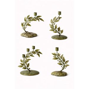 Bougeoir moderne de luxe en feuille d'or, design en métal en forme de branche, pour bougies coniques, décoration de Noël, de mariage et de salle à manger - Product Image 2