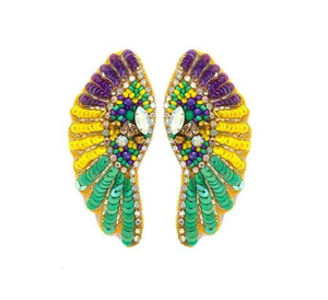 <b>Mardi</b> <b>Gras</b>-themed Seed Beaded Hoop Earrings Set Unique Seed <b>Bead</b> <b>Mardi</b> <b>Gras</b> Hoop Earrings Collection Artistic - Product Image 4