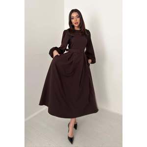 Vestido con Detalles de Encaje Marrón - Marrón - Product Image 1