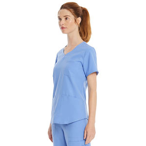 Uniforme Médico para Mujer, Estilo Doctora, Conjunto de 2 Piezas, Color Azul Cielo, Cuello Redondo - Product Image 2