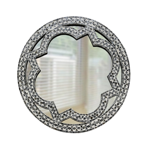 Luxueux Vietnam Handwicker MOP Miroir Tenture Décoration Belle Forme Ronde avec Motif Vertical pour la Décoration Intérieure - Product Image 4