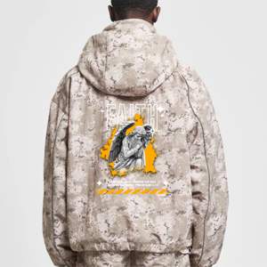 Veste de pluie pour homme-Camouflage, hydrofuge et coupe-vent avec ourlet réglable, capuche détachable et coupe courte - Product Image 3