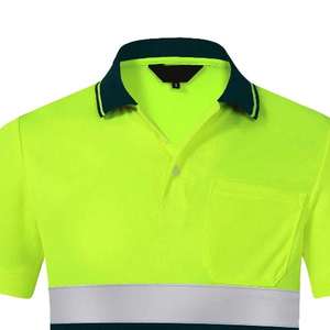100% Cotton Reflective Safety Polo <b>T</b>-<b>shirt</b> With Short Sleeve Breathable Workwear Customized Logo Wholesale Prices - Product Image 3