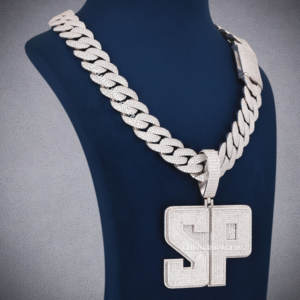 Colgante de diamante de corte brillante redondo VVS Moissanite personalizado cadena cubana joyería de Hip Hop - Product Image 2